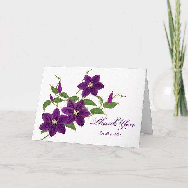 Tarjeta General Gracias por cualquier ocasión Clematis (Anverso)