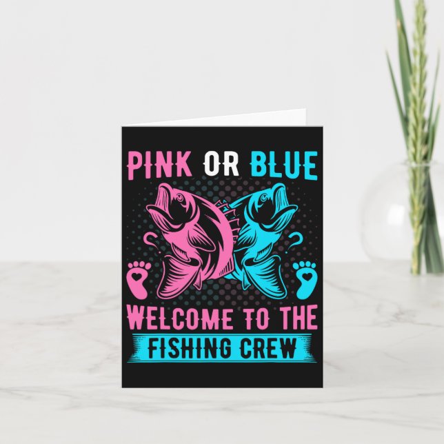 Tarjeta Género Revelan Pesca Rosa O Azul Bienvenida A Los  (Anverso)