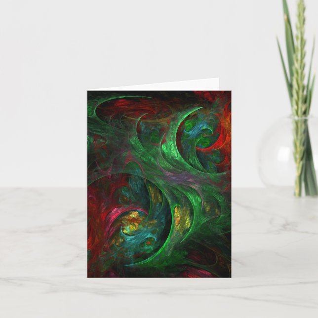 Tarjeta Génesis Green Green Abstract Art Note Card (Anverso)