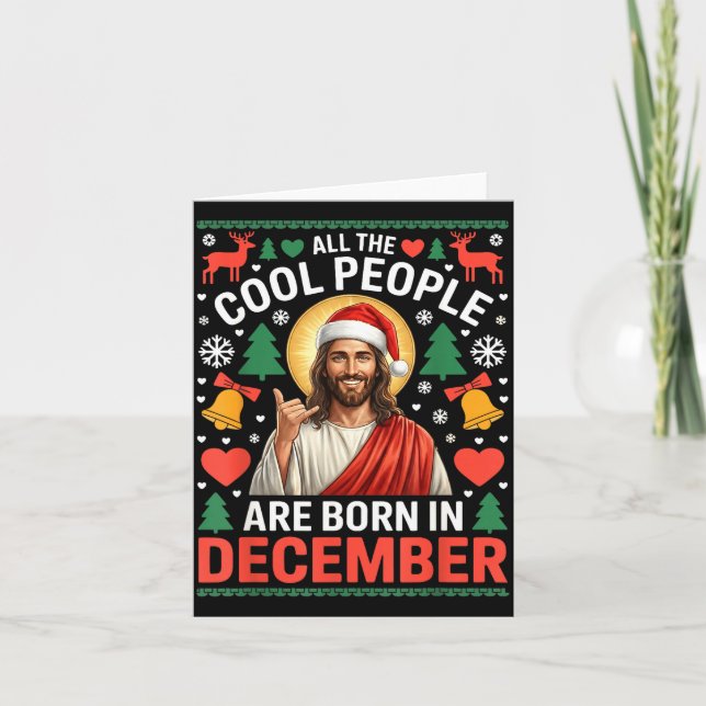 Tarjeta Gente Cool Nace En Diciembre Cristiano Navidad (Anverso)