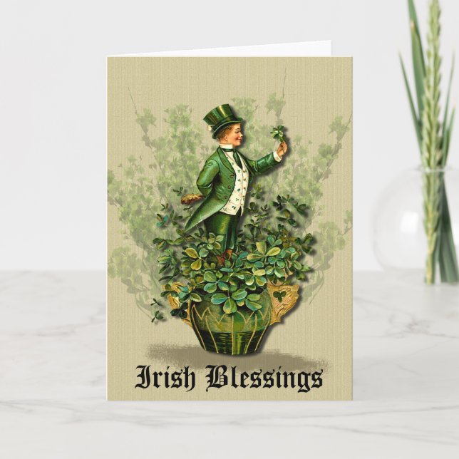 Tarjeta Gente del Día de San Patty- bendiciones irlandesas (Anverso)