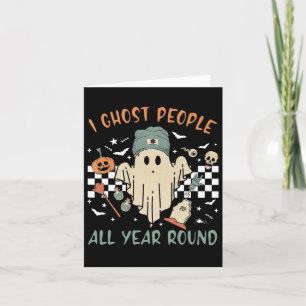 Tarjeta Gente Fantasma Todo el Año Retro Fantasma de Hallo
