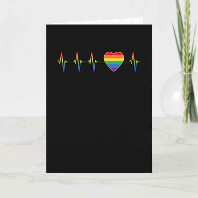 Tarjeta Gente LGBT de latido arco iris EKG (Anverso)
