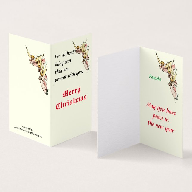 Tarjeta Gentiles ángeles de acuarela emergen de las vacaci (Interior y exterior)