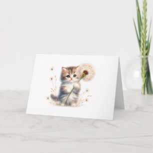 Tarjeta Gentilismo ruidoso gatito y margarita caprichosa b