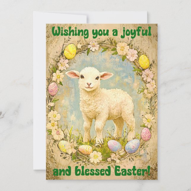 Tarjeta Gentle Joy – Easter Lamb Wishes (Anverso)