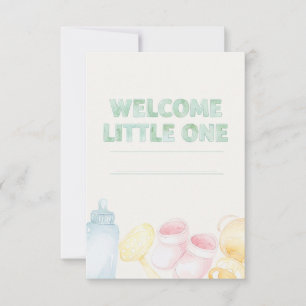 Tarjeta Gentle Watercolor Bienvenida Little One Baby Showe