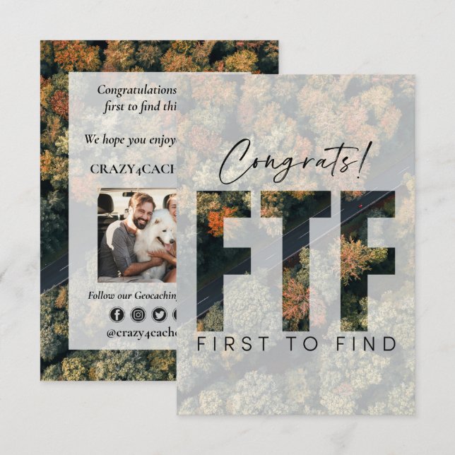 Tarjeta Geocaching First Para Buscar Personalizados De Con (Anverso / Reverso)