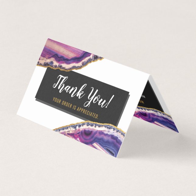 Tarjeta Geode Agate Slice Gemstone Ultra Violet Gracias (Anverso)