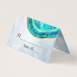 Tarjeta Geode de la agata de oro Verde azulada del número
