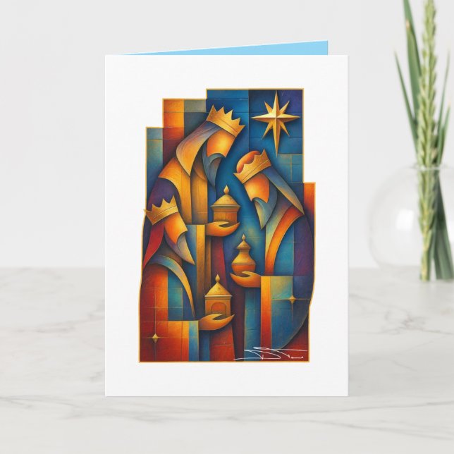 Tarjeta Geometric Magi - Three Wise Men Christmas Star Art (Anverso)