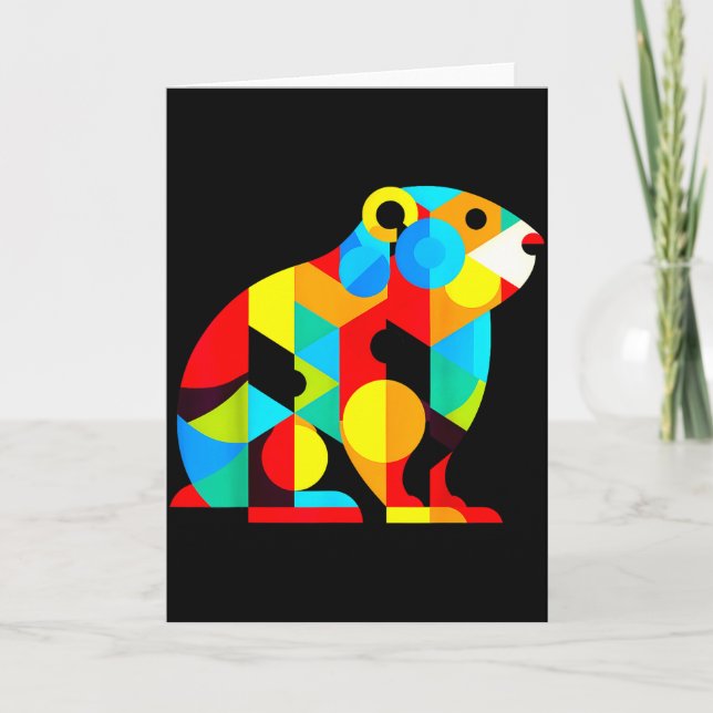 Tarjeta Geometric Minimalism Modern Illustration Groundhog (Anverso)