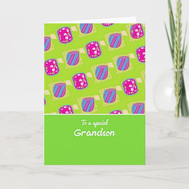 Tarjeta Geometric Pattern Grandson Card (Anverso)