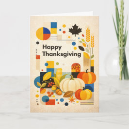 Tarjeta Geometric Retro Happy Thanksgiving Pumpkin