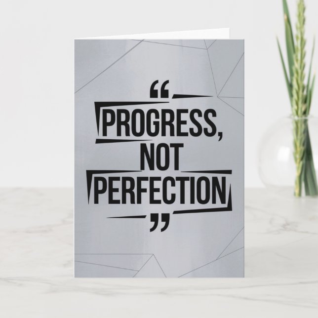 Tarjeta Geometric Silver Progress Not Perfection Motive (Anverso)