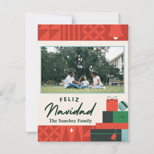 Tarjeta Geométrica de "Feliz Navidad" Presentación (Anverso)