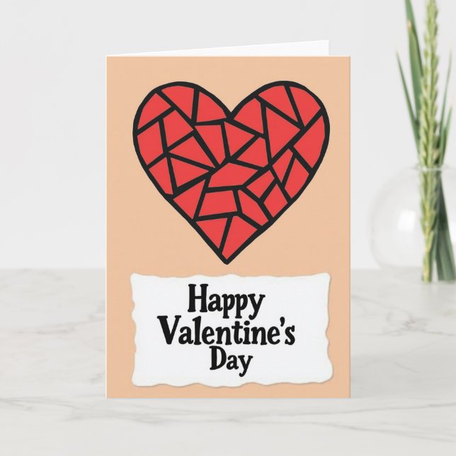 Tarjeta geométrica del día de San Valentín con for (Anverso)