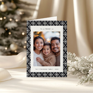 Tarjeta Geométrica Mínima Festiva en Blanco y Negr