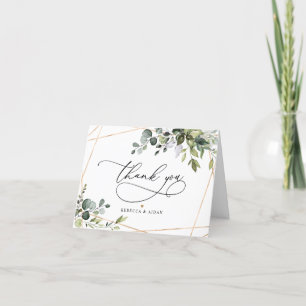 Tarjeta Geométrico de oro de eucalipto rústico verde