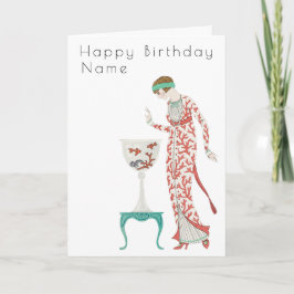 Tarjeta George Barbier Mujer con cumpleaños de Urn Art Dec