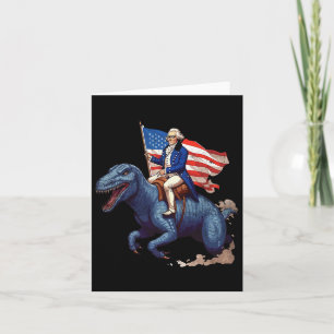 Tarjeta George Washington Divertido Montando Un Tyrannosau