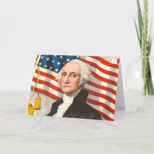 Tarjeta George Washington Patriotic Bandera estadounidense
