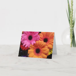 Tarjeta Gerber daisy naranja protector de flores rosadas
