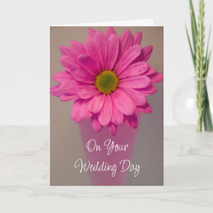 Tarjeta Gerber rosado Daisy en el Día de la Boda Vase