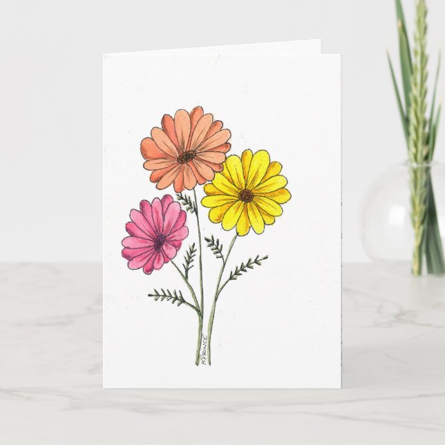 Tarjeta Gerbera daisy - cualquier ocasión - envía una sonr (Anverso)