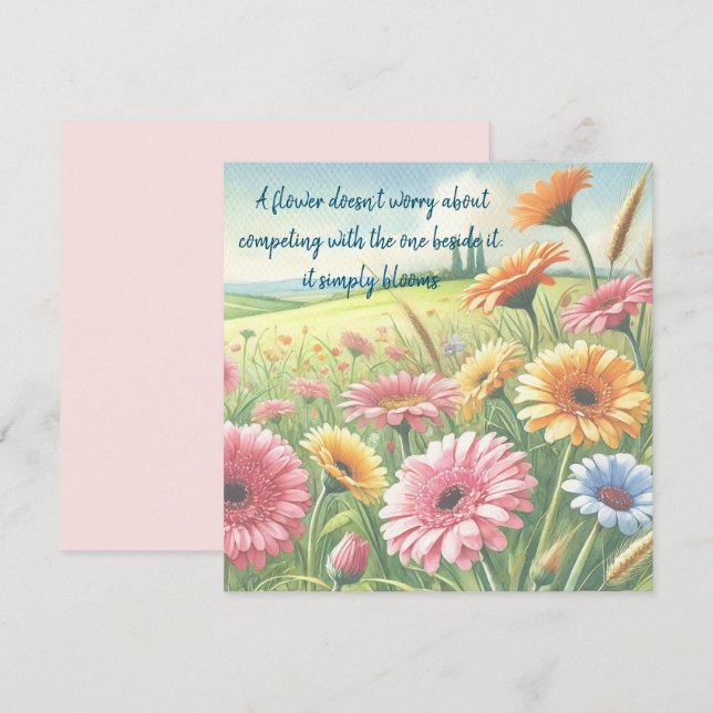 Tarjeta Gerbera Daisy Field & Quote (Anverso / Reverso)