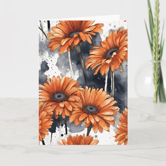 Tarjeta Gerbera Daisy - Watercolor flowers (Anverso)