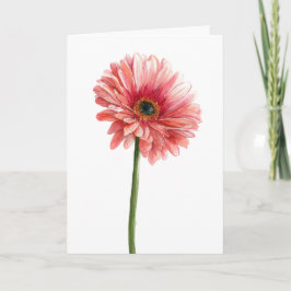 Tarjeta Gerbera de Margarita Rosa Acuarela Amante de la Na