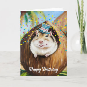 Tarjeta Gerbil mongol en casa de coco