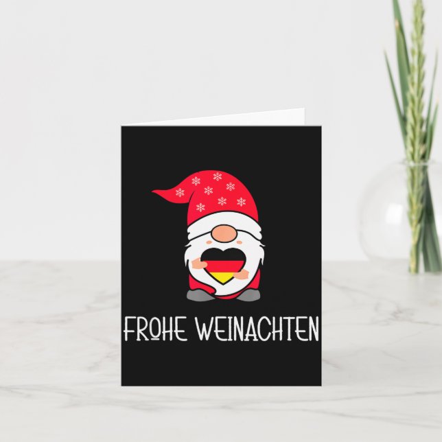 Tarjeta German Christmas Gnome Frohe Weinachten  (Anverso)