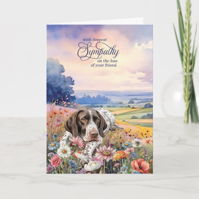 Tarjeta German Pointer Field of Wildflowers Pet Sympathy (Anverso)