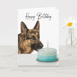 Tarjeta German Shepherd Birthday Cake Inspector