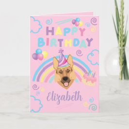Tarjeta German Shepherd Birthday Card in Pink