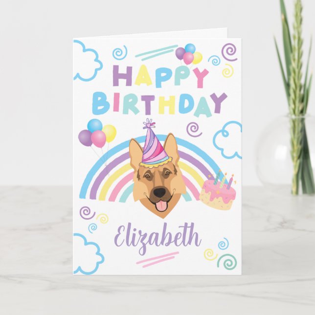 Tarjeta German Shepherd Birthday Card in White (Anverso)
