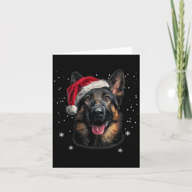 Tarjeta German Shepherd Christmas Funny Santa Hat Dog Xmas (Anverso)