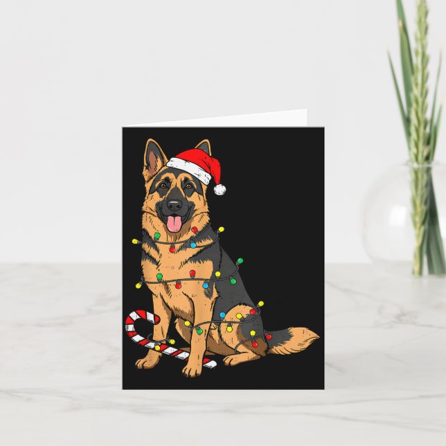 Tarjeta German Shepherd Dog Christmas Lights Xmas Pet Dog  (Anverso)