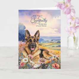 Tarjeta German Shepherd Dog with Wildflowers Pet Sympathy