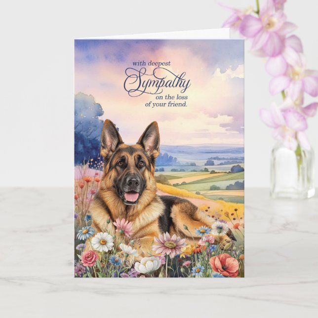 Tarjeta German Shepherd Dog with Wildflowers Pet Sympathy (Orquídea)