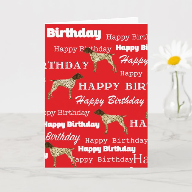 Tarjeta German Shorthair Pointer Birthday Card,, Red (Planta pequeña)