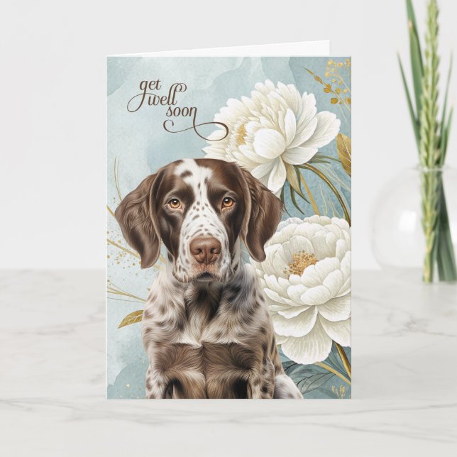 Tarjeta German Shorthair Pointer Dog Magnolias Get Well (Anverso)