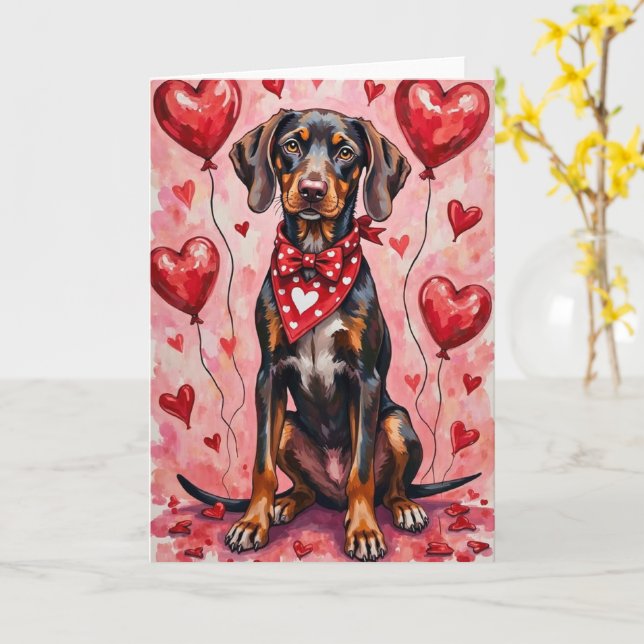 Tarjeta German Shorthaired Pointer Valentine’s Day (flor amarilla)