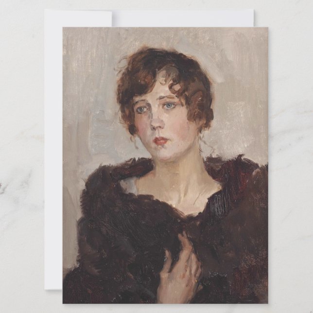 Tarjeta Gertie en un catre de pieles (por Isaac Israels) (Anverso)