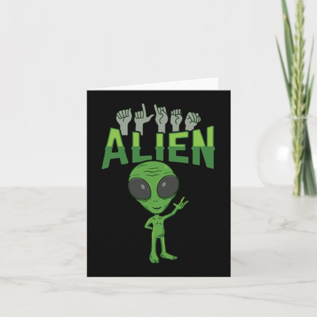 Tarjeta Gesto de mano ASL de alienígena ILY consciente de  (Anverso)