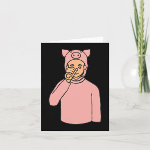 Tarjeta Gesto de mano de ASL de animal de cerdo Sordera Co