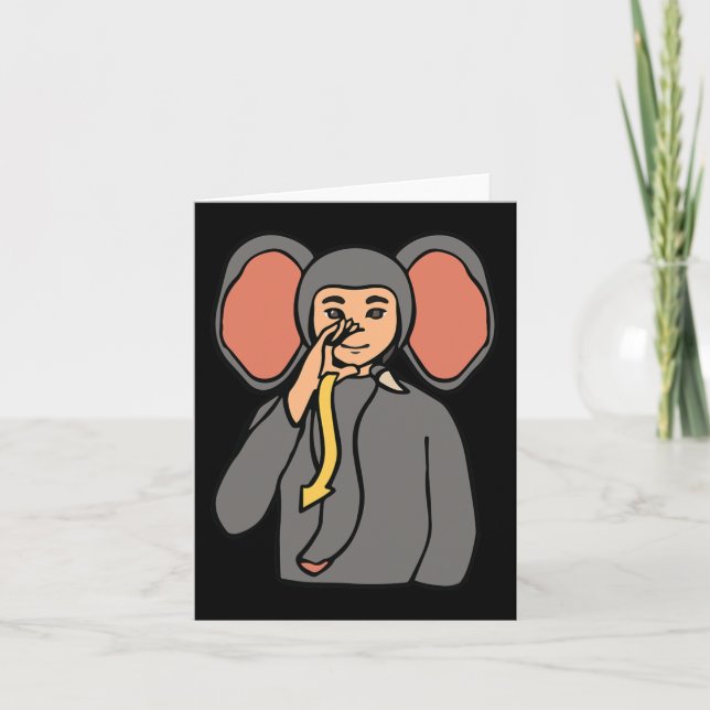 Tarjeta Gesto de mano de ASL de elefante Conciencia de pér (Anverso)