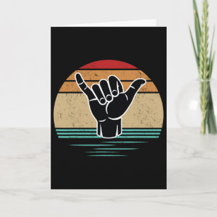 Tarjeta Gesto de mano divertido de surfista Shaka Vintage